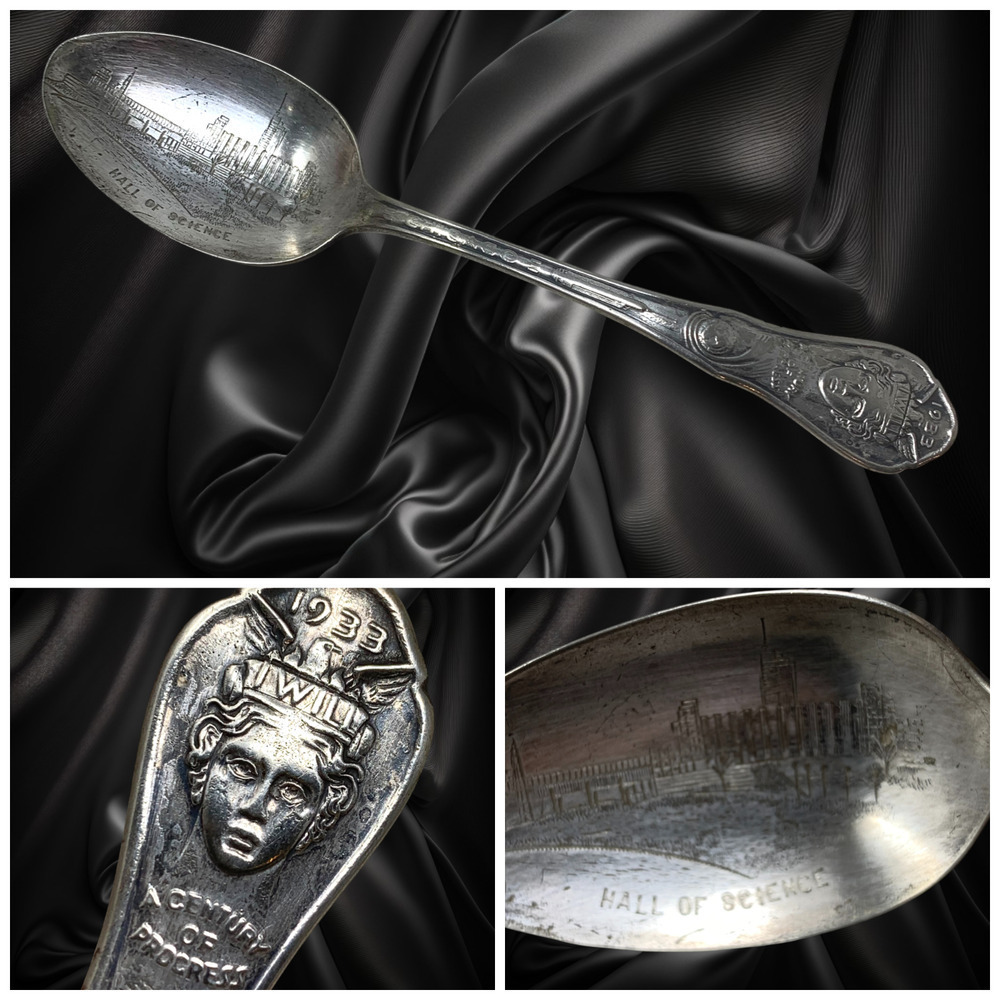 Vintage 1933 Chicago World’s Fair Hall of Science Souvenir Spoon Wm A. Rogers